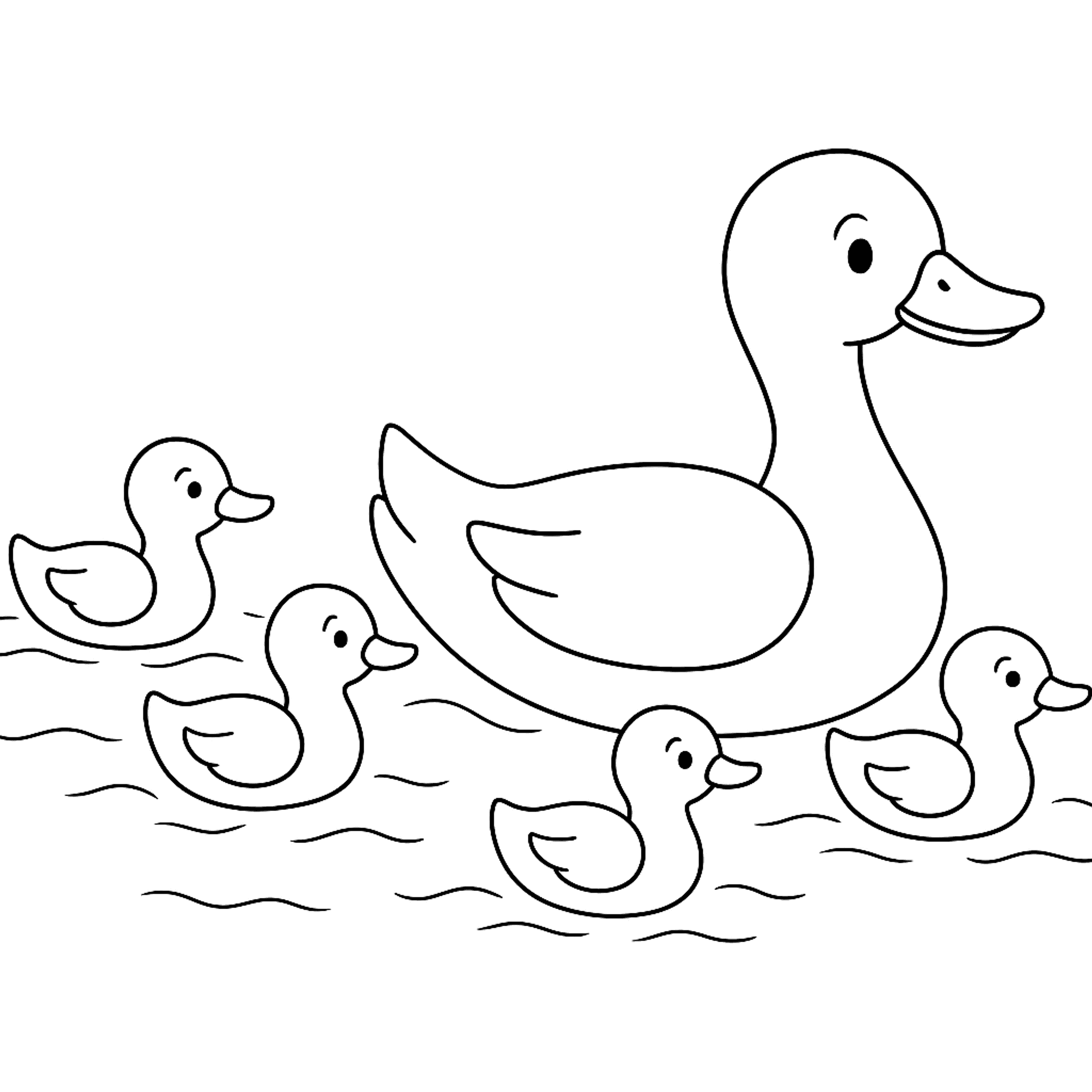 Eendenfamilie Zwemmend Kleurplaat