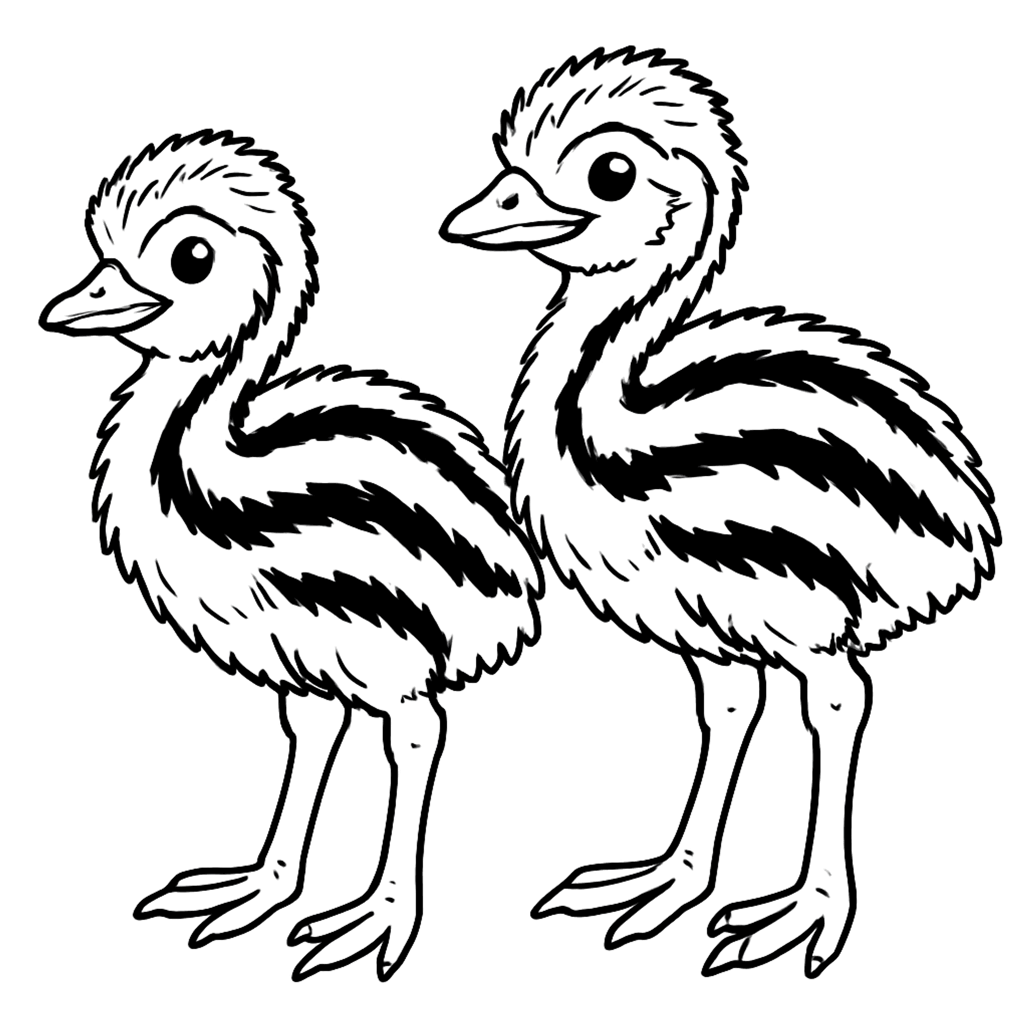 Emu Chicks Kleurplaat