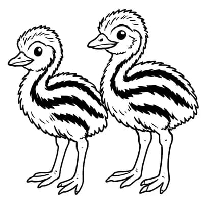 Emu Chicks Kleurplaat