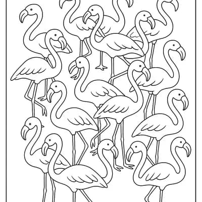 Flamingo Flock Kleurplaat