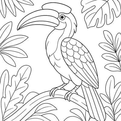 Hornbill Large Kleurplaat