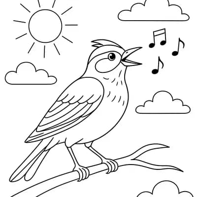 Lark Singing Kleurplaat