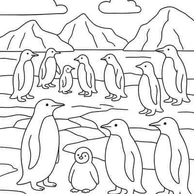 Pinguïnkolonie Kleurplaat