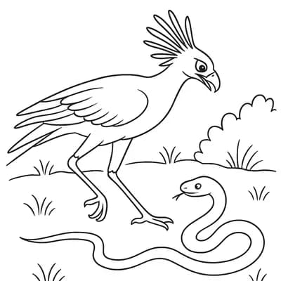 Secretarisvogel Kleurplaat