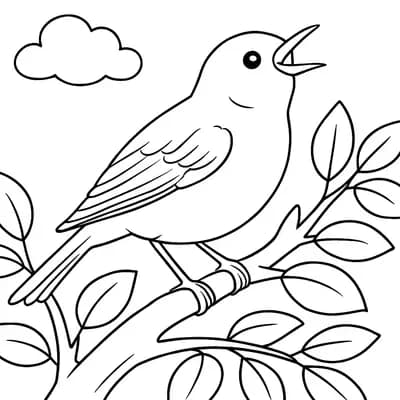 Warbler Singing Kleurplaat
