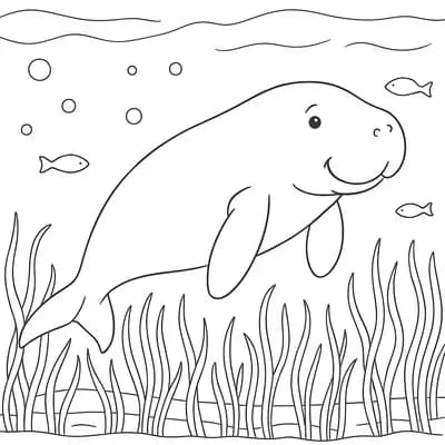 Dugong Seagrass Kleurplaat