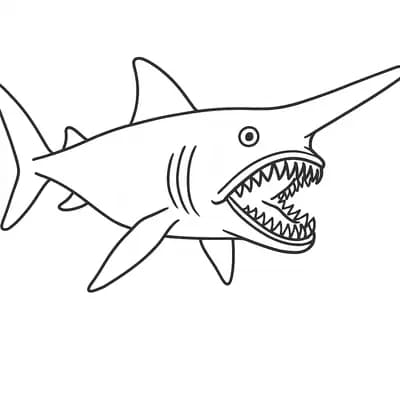 Goblin Shark Kleurplaat